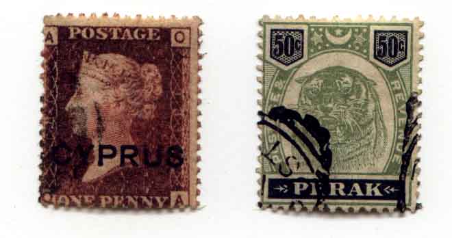 Perak and Cyprus stamps